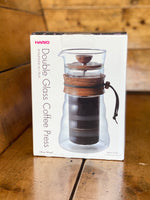 Load image into Gallery viewer, Hario Double Walled / Olive wood Cafe Press (400ml) - Shoe Lane Coffee
